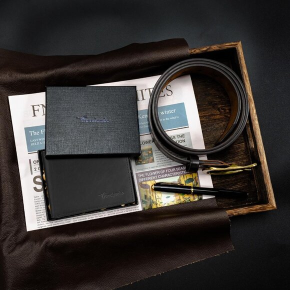 ⚡Travelambo Men Oil Wax Black Genuine Leather Handmade Bifold Stylish Wallets - Picture 9 of 9